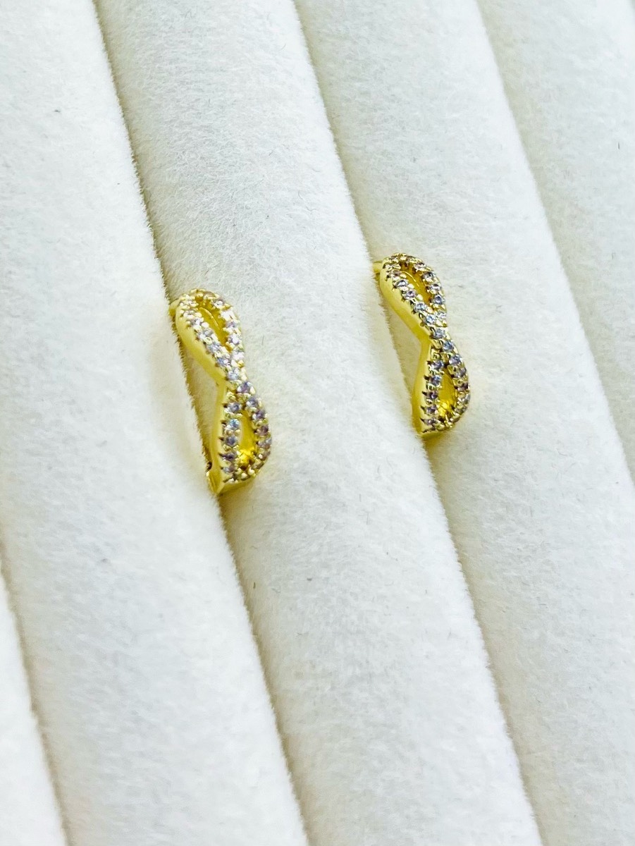 18ct gold plated infinity cubic zirconia hoop earrings
