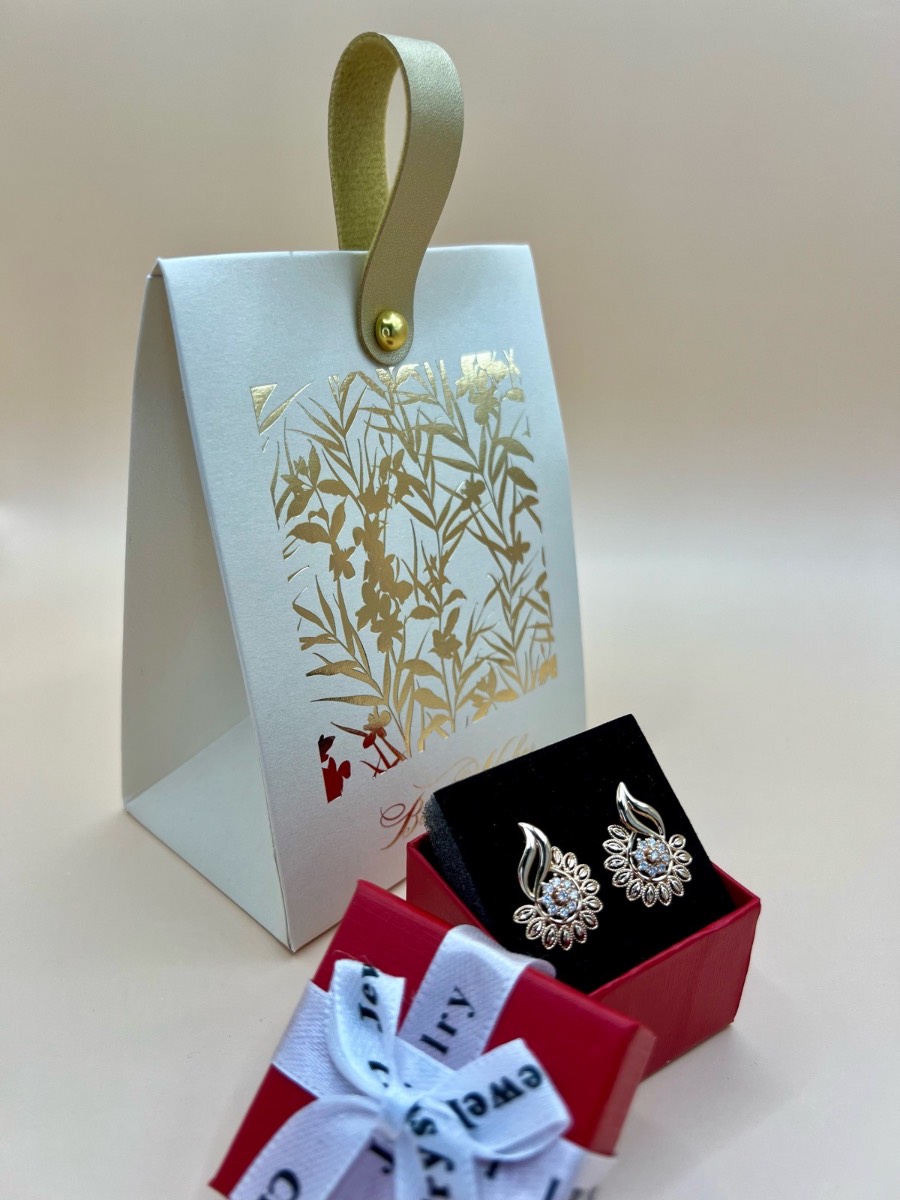 18ct gold plated cubic zirconia sunflower earrings  free gift box