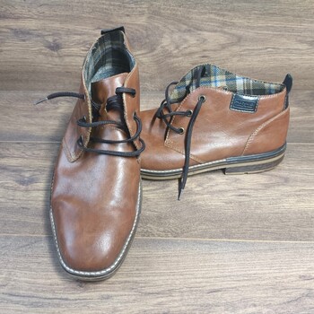 Rieker Brown Leather Lace-Up Ankle Boots for Men Size 9