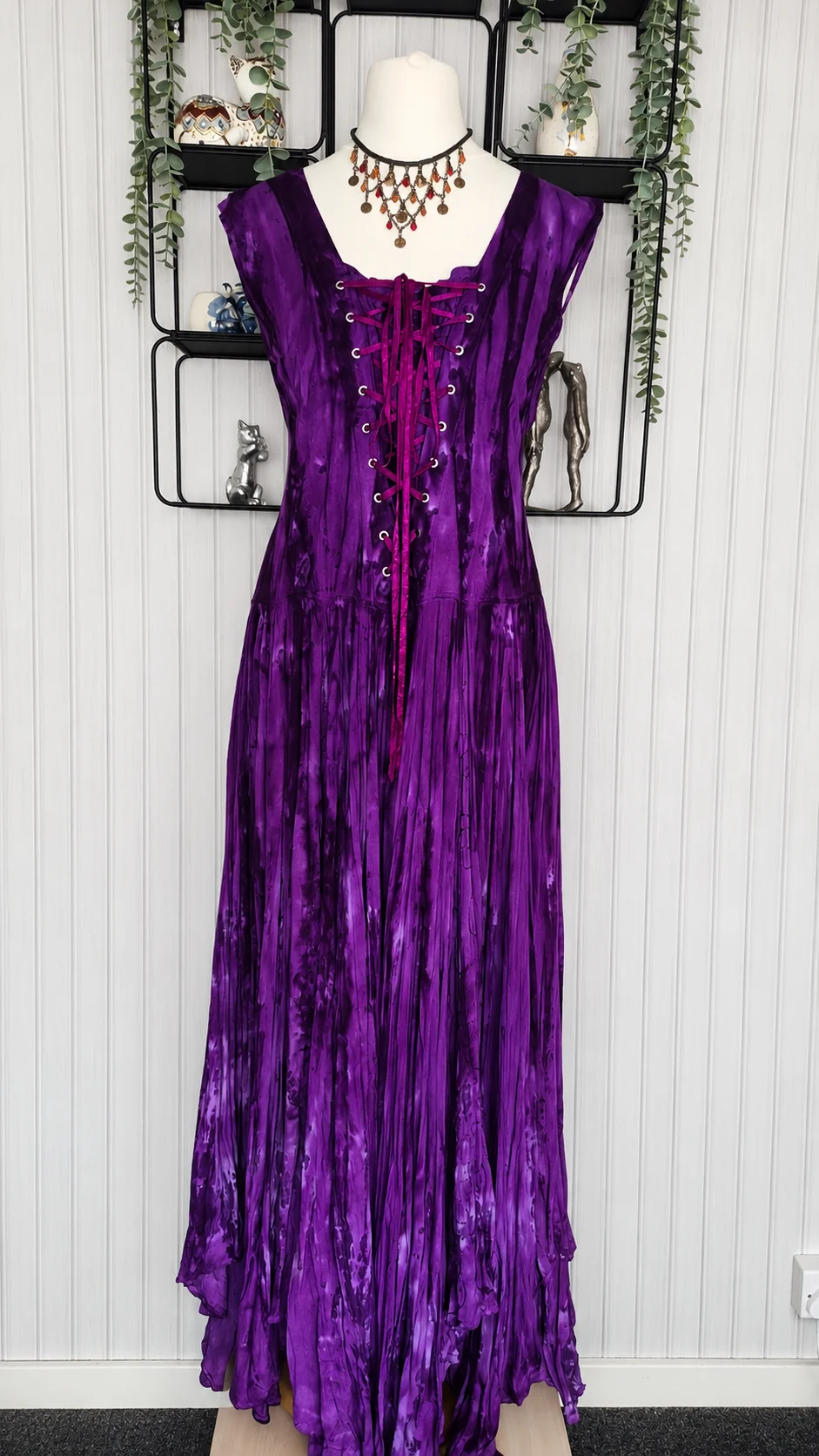 Moon Raven Purple Corset Maxi Dress XL Goth Fairycore Whimsigoth Boho