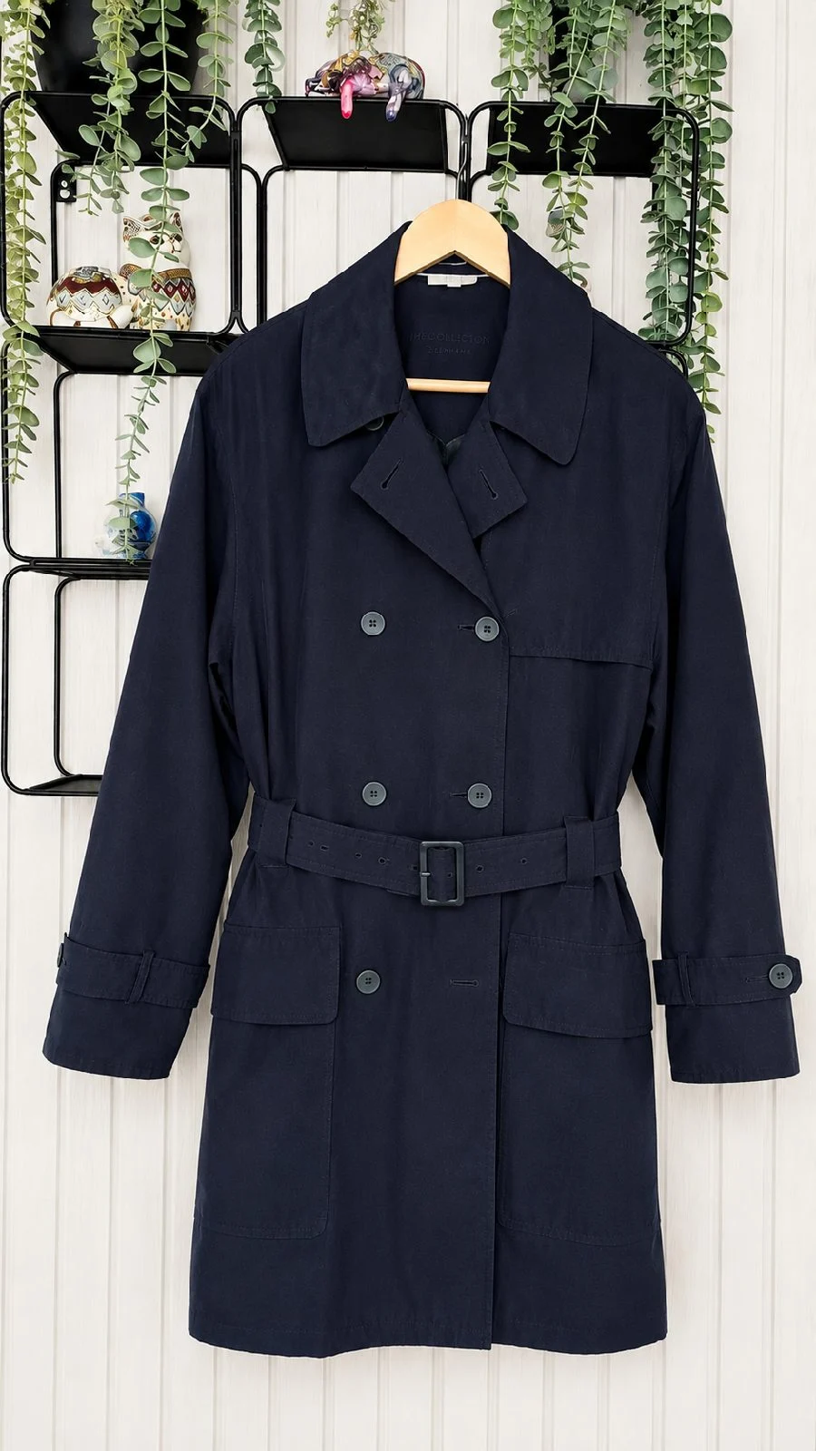 Vintage Four Seasons of London Navy Trench Coat Medium Belted Water Repellent