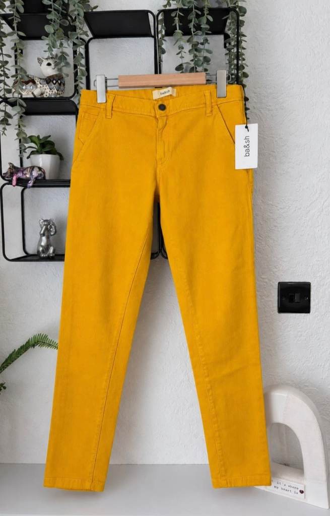ba&sh Chiapas Ocre Ankle Grazer Jeans UK 8 USA 4  Mustard Yellow NWT