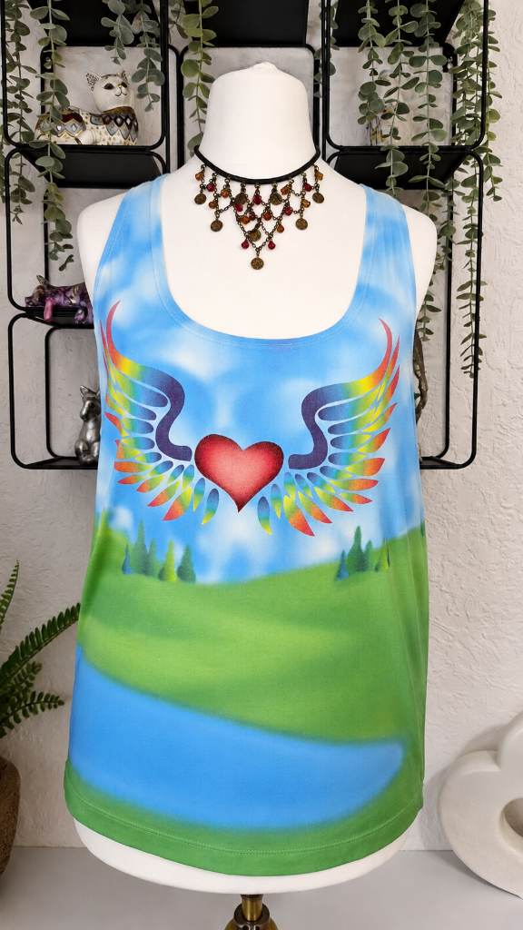 Stella McCartney x Glastonbury Limited Edition Winged Heart Tank Top UK 12 IT 40