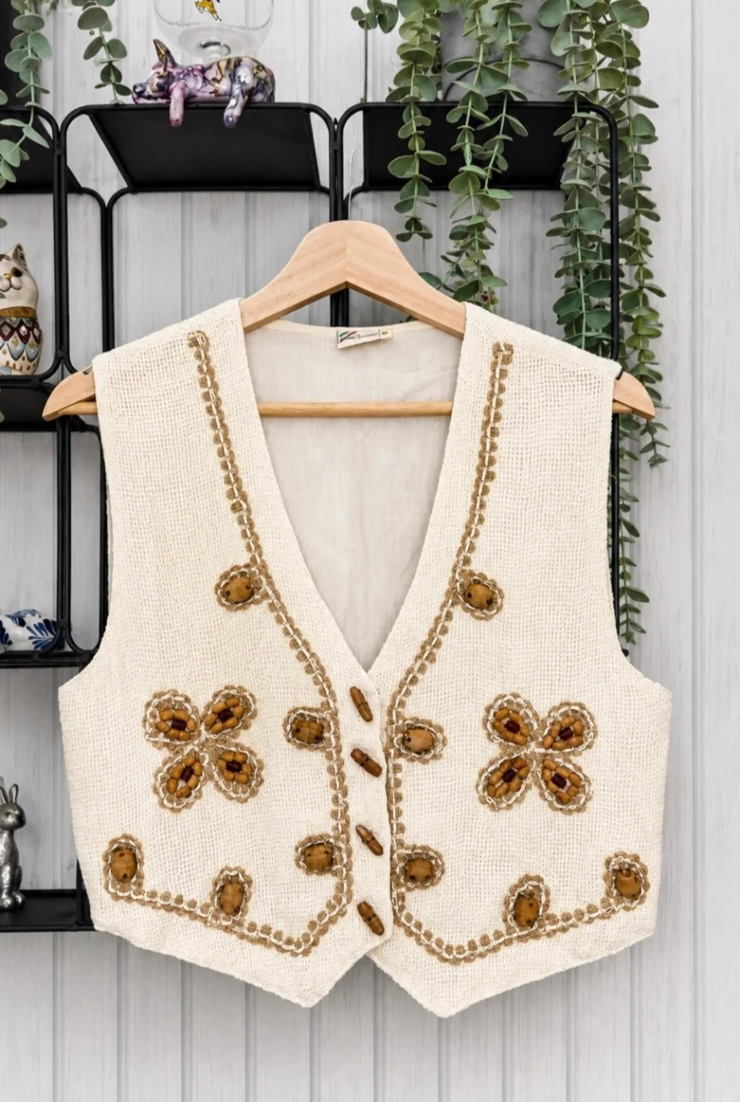 Succo di Frutta Vintage Beaded Waistcoat M Boho Folk Fairycore Italian