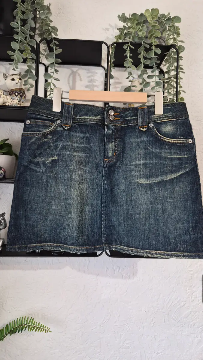 Massimo Dutti Y2K Denim Mini Skirt Size 28 Waist 30" 100% Cotton
