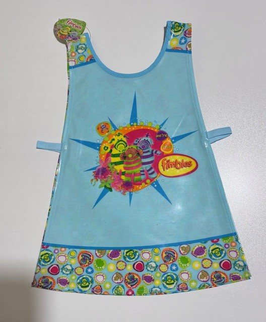 Fimbles Blue childs wipe clean apron ideal for craft, play baking art perfect present