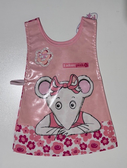 Angelina Ballerina "I adore Pink" Childs Wipe clean tabard ideal for craft, play baking, Nursery