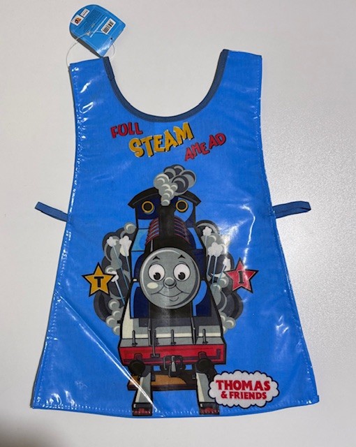 Thomas the Tank Engine Blue childs wipe clean tabard ideal for craft, play baking art, back  Nursery