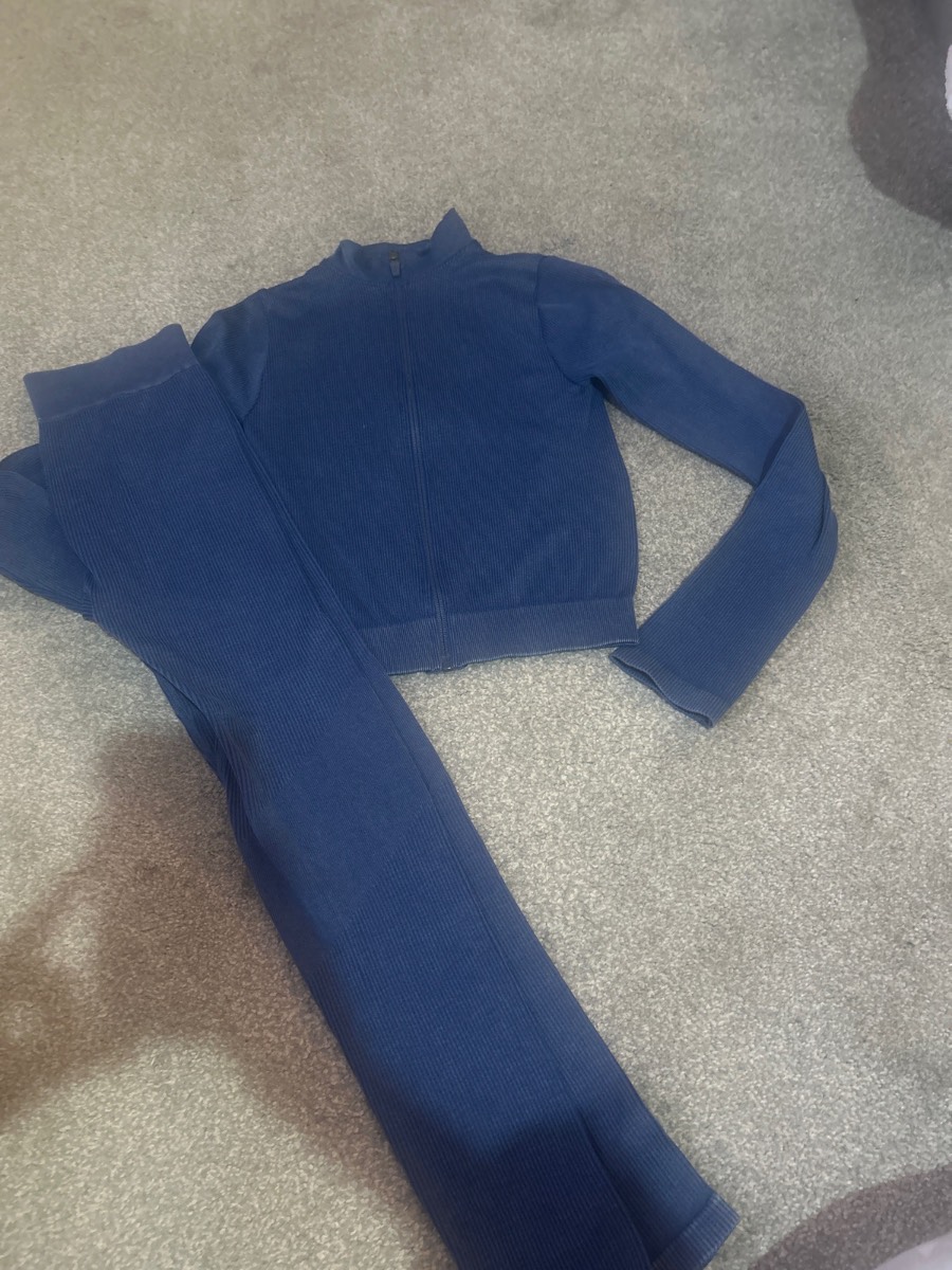 Viral TikTok Shop Ribbed Co-Ord Set - blue  (Size M / UK 8-10)
