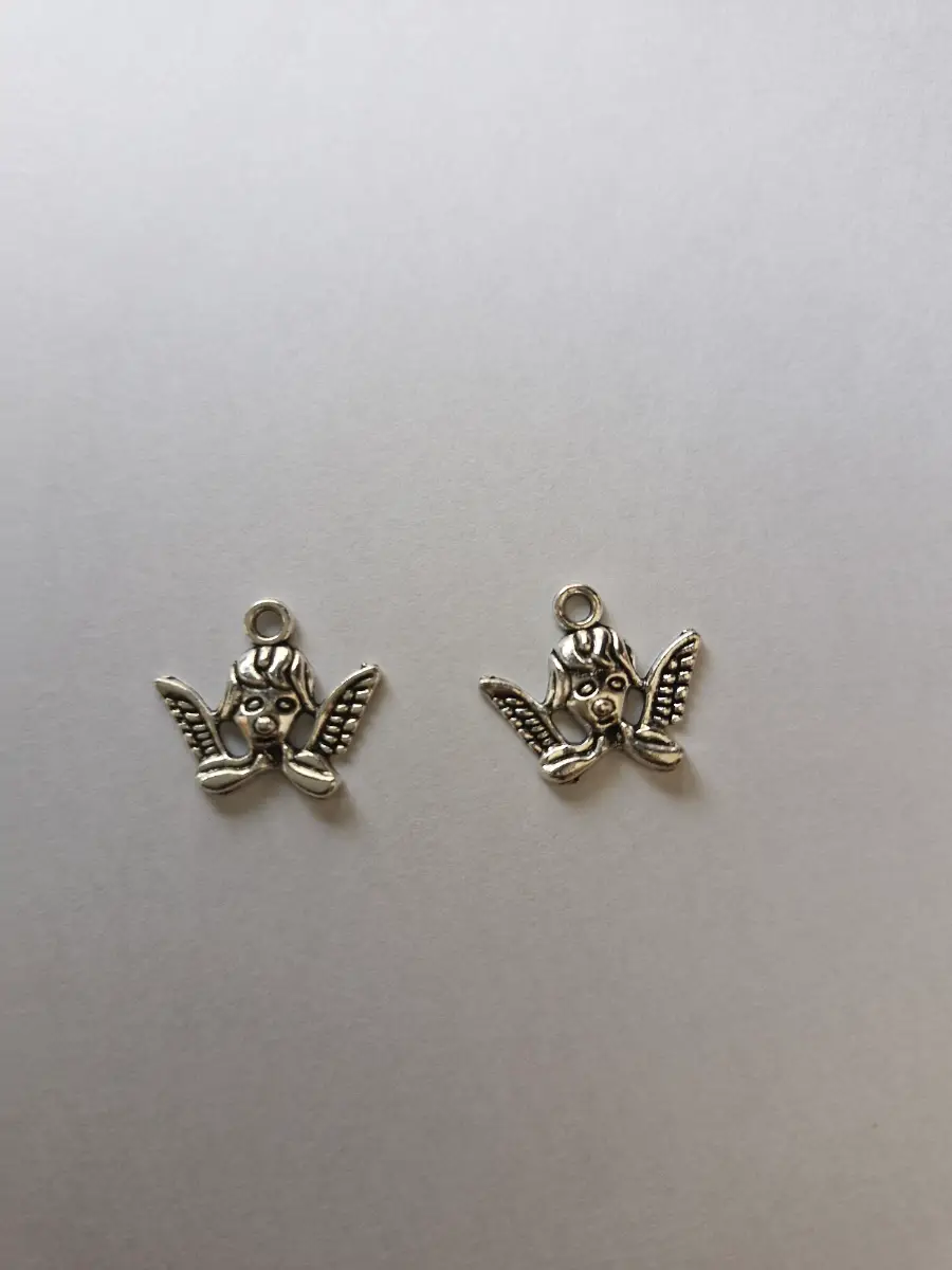 2 Silver Plated Angel Wings Pendant Charms