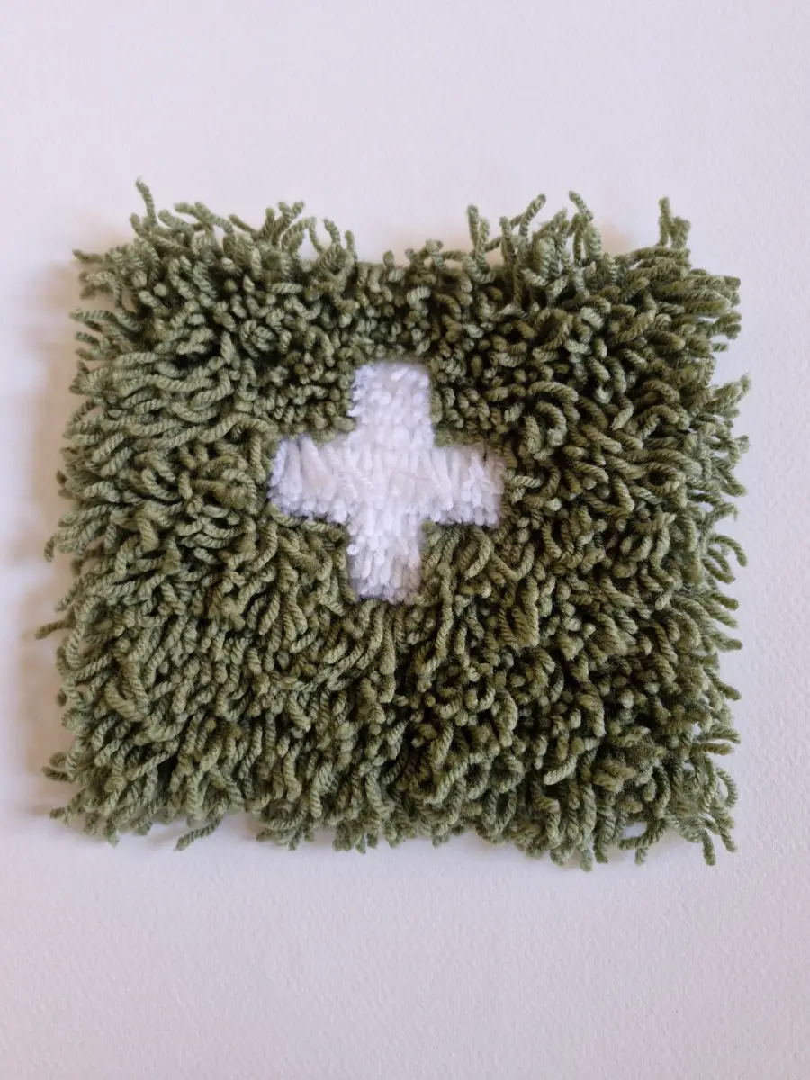 Green & White Christian Wool Placemat