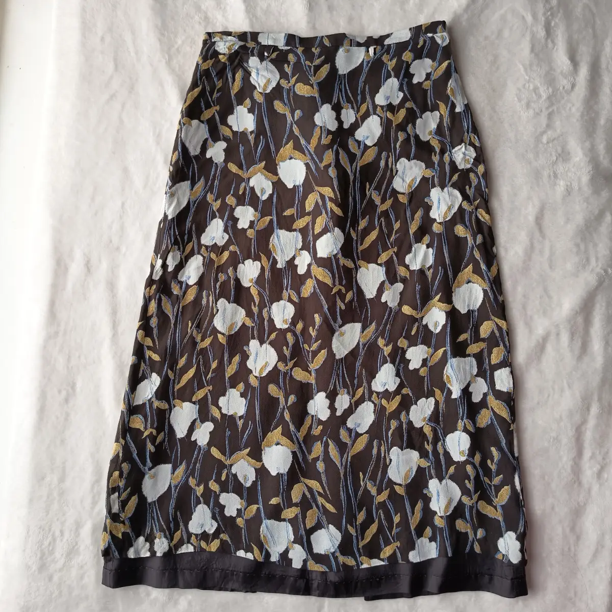 Ethimo Classic Dark Brown Floral Midi Skirt - Size 16