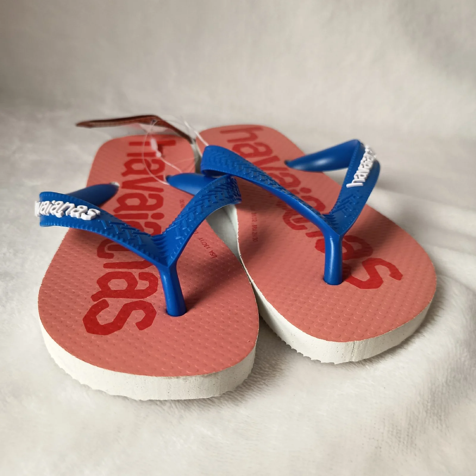 Havaianas Logomania kids coral red flip flops - Size 12C