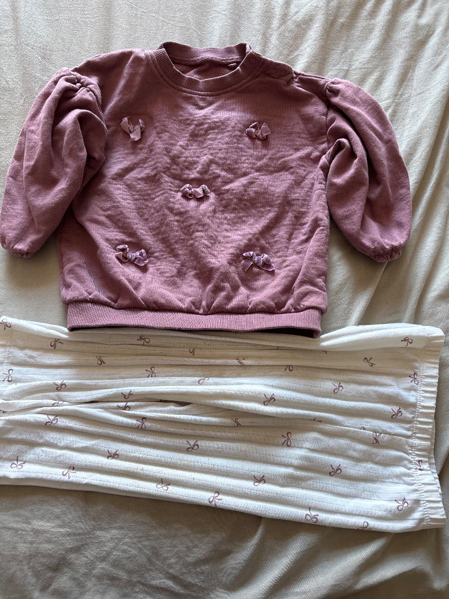 TU pink bow top with matching leggings 12 - 18 mths