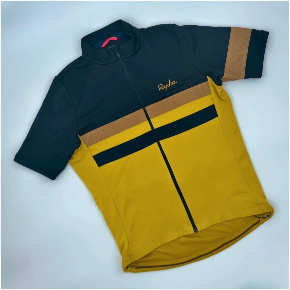 Rapha Men's Brevet Jersey II - M - Navy / Mustard - Very Good Used Condition