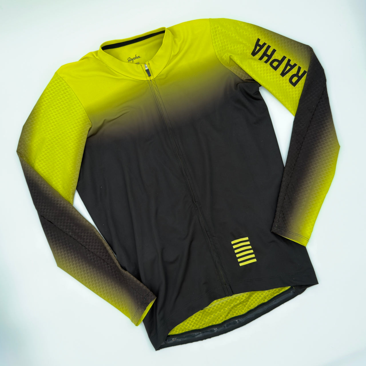 Rapha Men's Pro Team Long Sleeve Aero Jersey - XL - Black / Chartreuse - Very Good Used Condition
