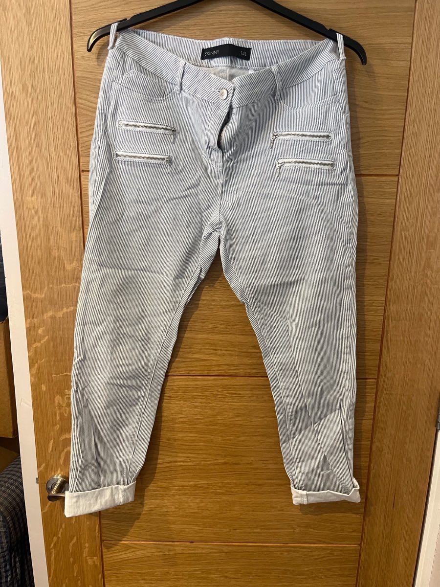 Skinny blue and white striped Next jeans