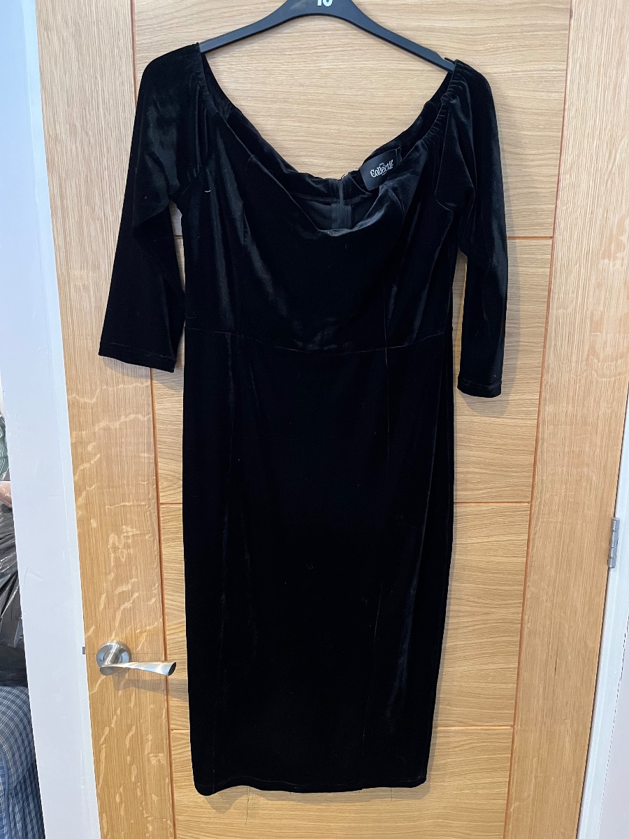 Collectif Angelica Velvet Pencil Dress Black Size 18