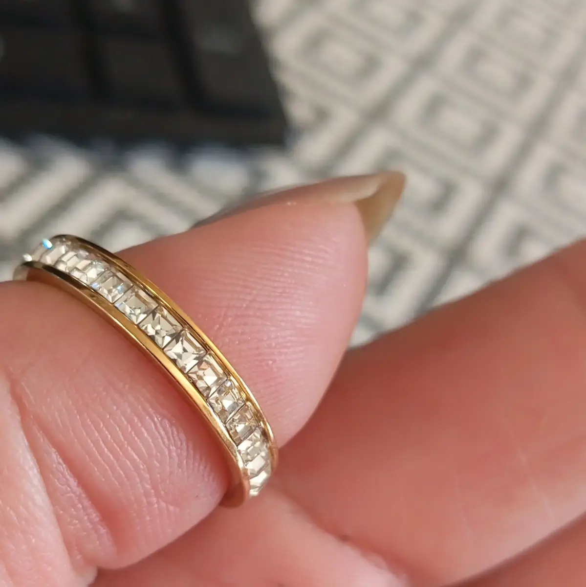 Titanium GP square crystal eternity band. Size R1/2