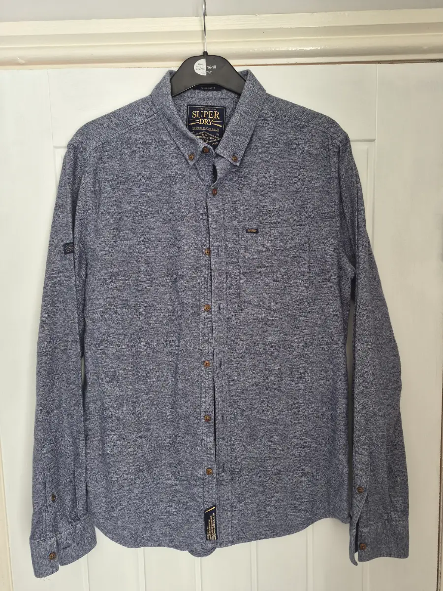 Superdry Long Sleeve Shirt Uk Large Blue/Grey