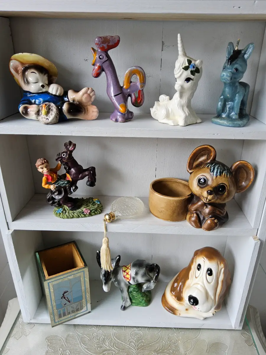 Vintage collective ornament mix curiosity bundle hand painted mid century