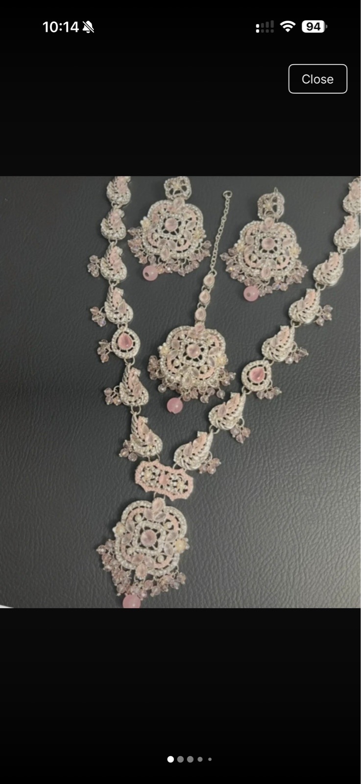 Beautiful Silver/pink long maala set in zircon stones.  See the pictures pIz