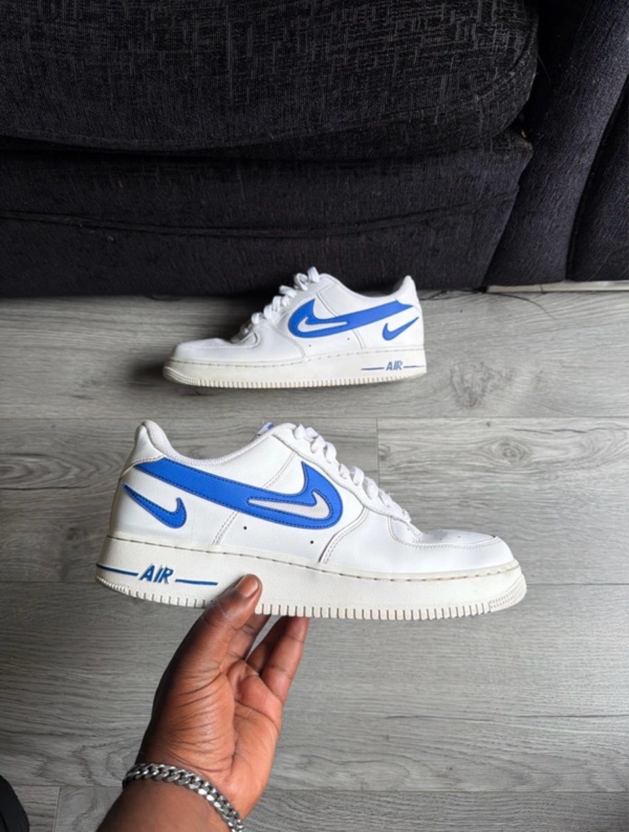 Nike Air Force 1 ’07 LV8 White Blue Trainers UK 9.5