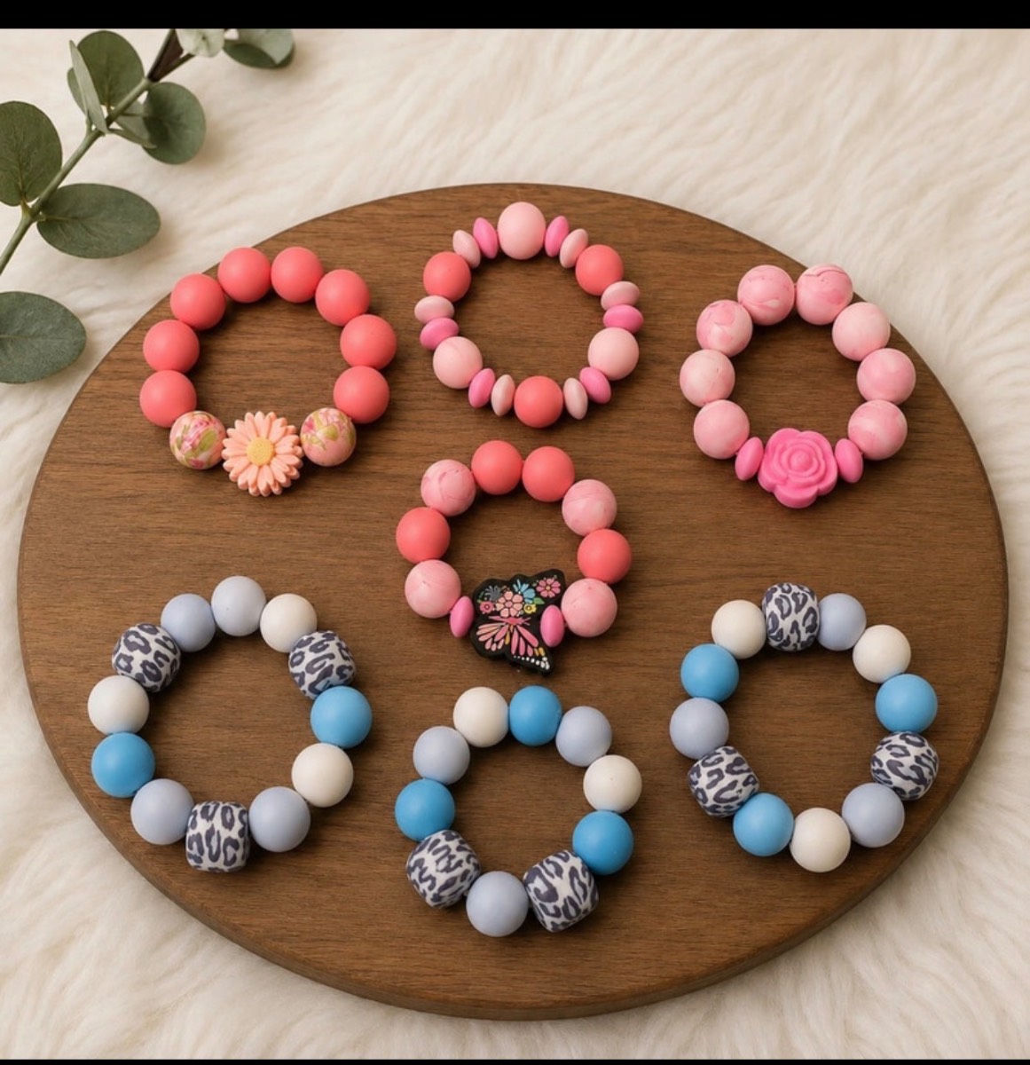 3 x snow leopard designs 4 x pink marble effect designs   Beautiful bracelets