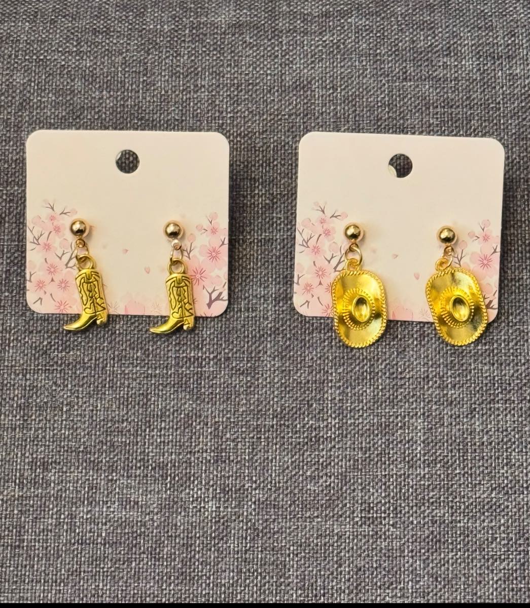 Big bundle of handmade gold colour earrings