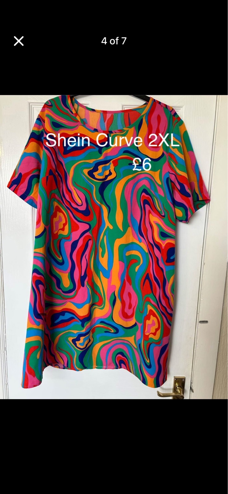 Ladies Colourful Swirl Print Smock Dress Size 2XL