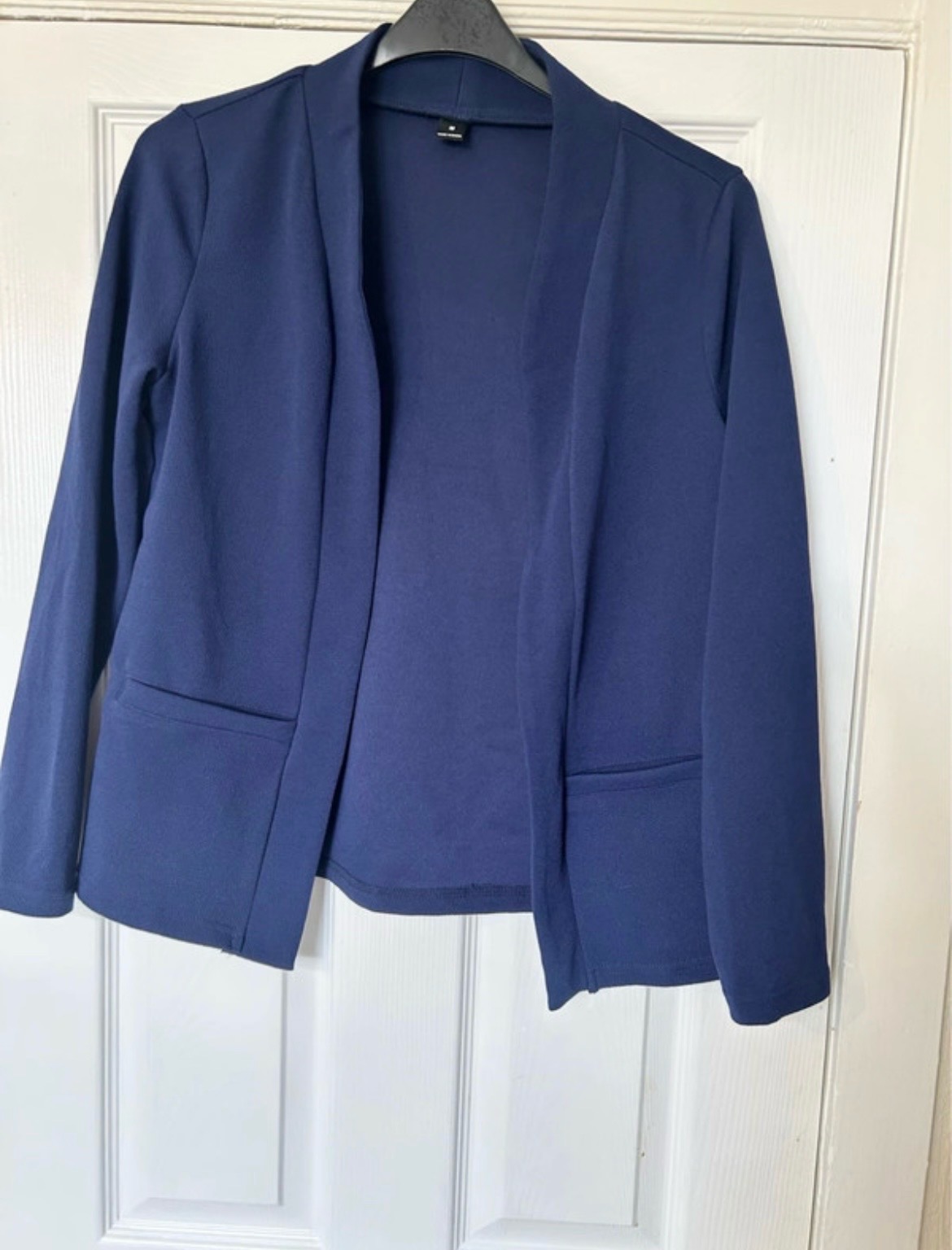 Ladies Navy Open Front Blazer Jacket Size M Smart Casual