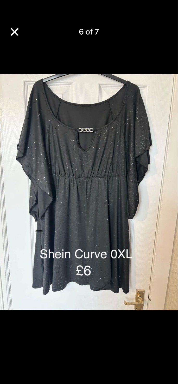 Shein Curve - Black Glitter Sparkle Dress Size 0XL Batwing Sleeve