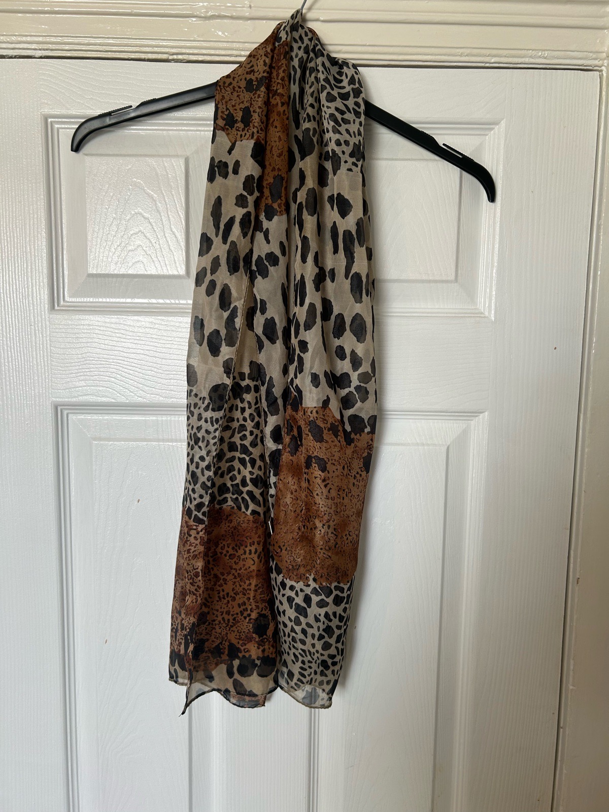 Ladies Animal Print Lightweight Scarf Brown Beige Leopard Print Excellent Condition