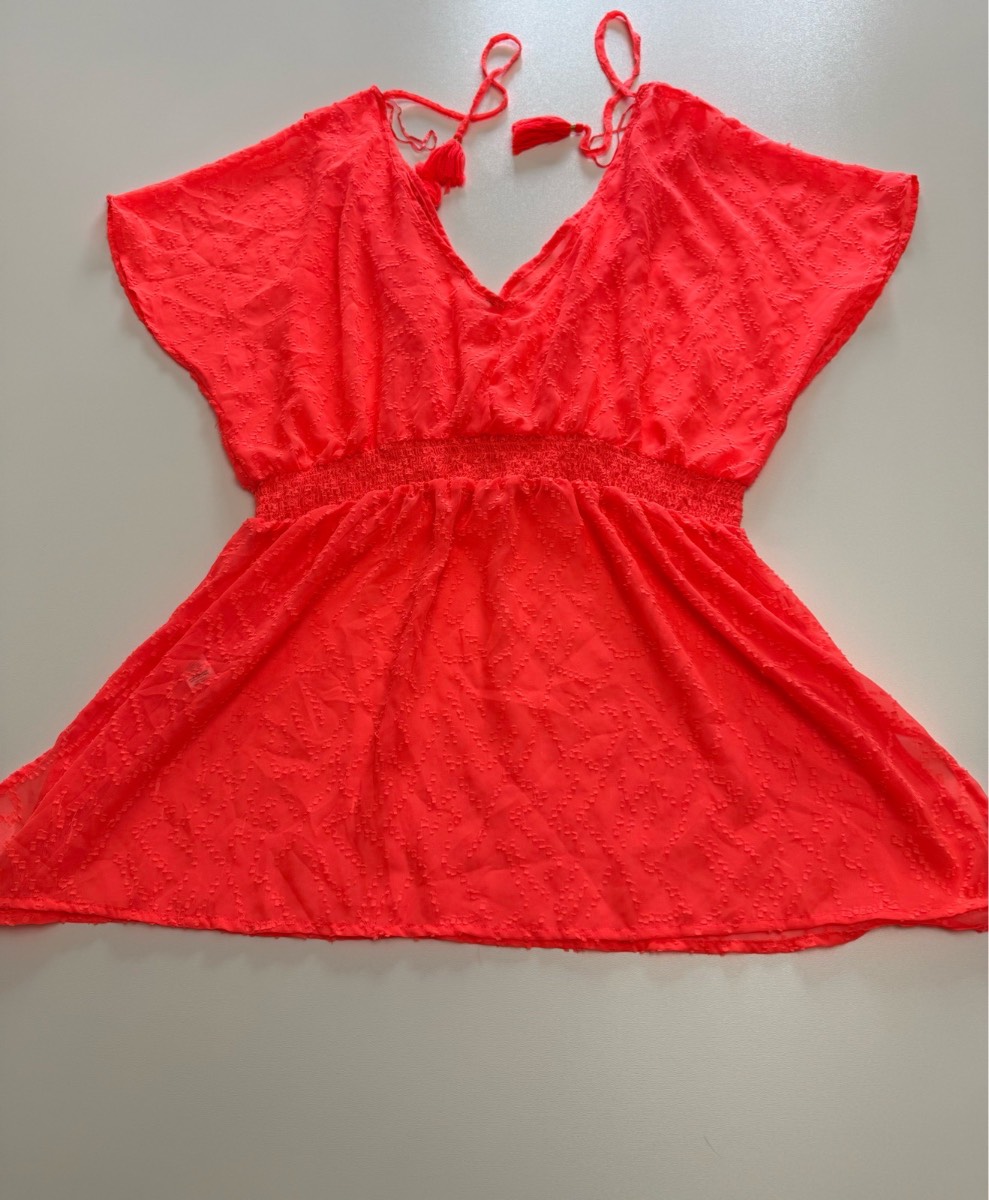 Primark Red Smocked Beach Cover-Up