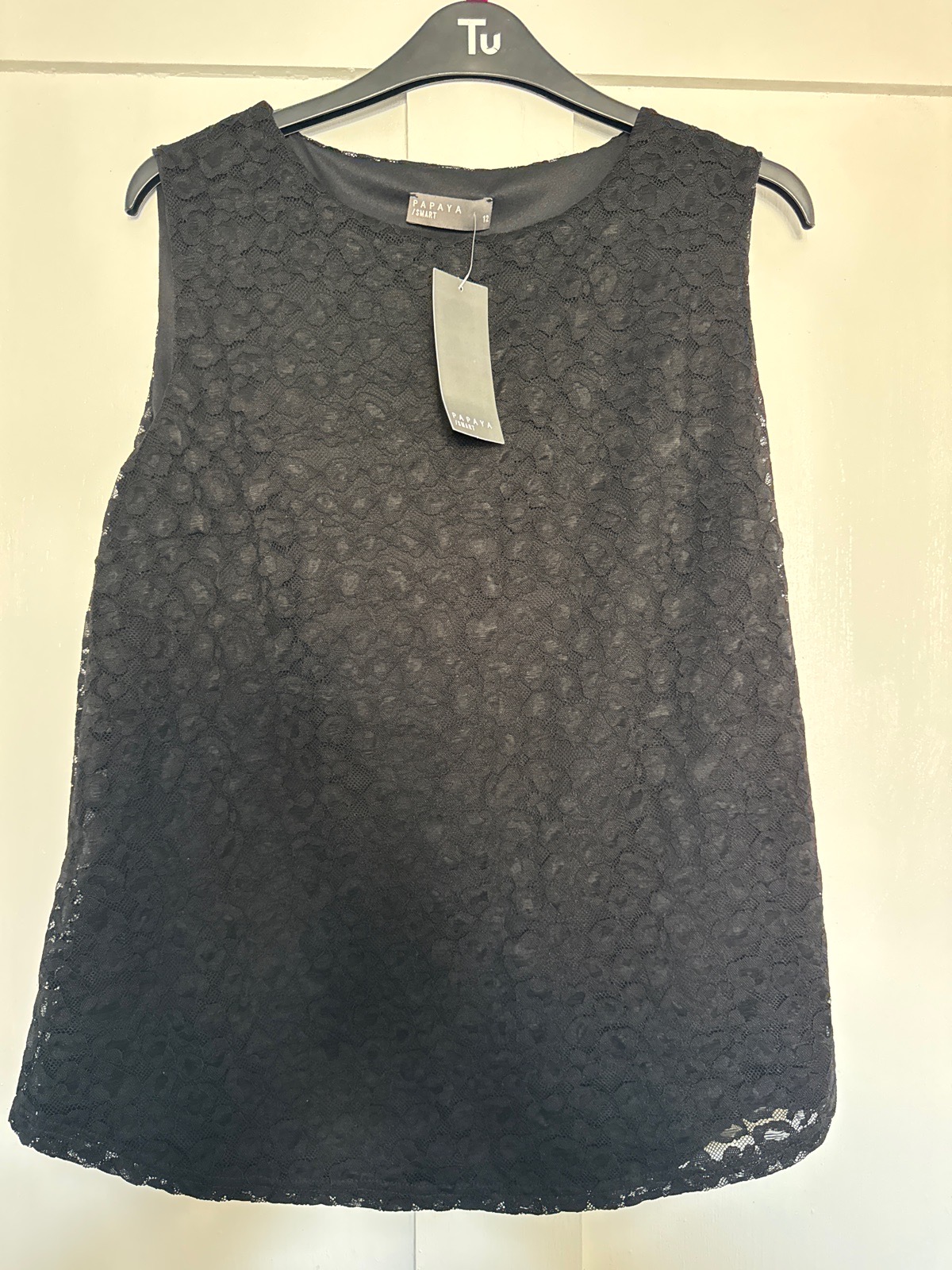 Papaya Black lace vest top