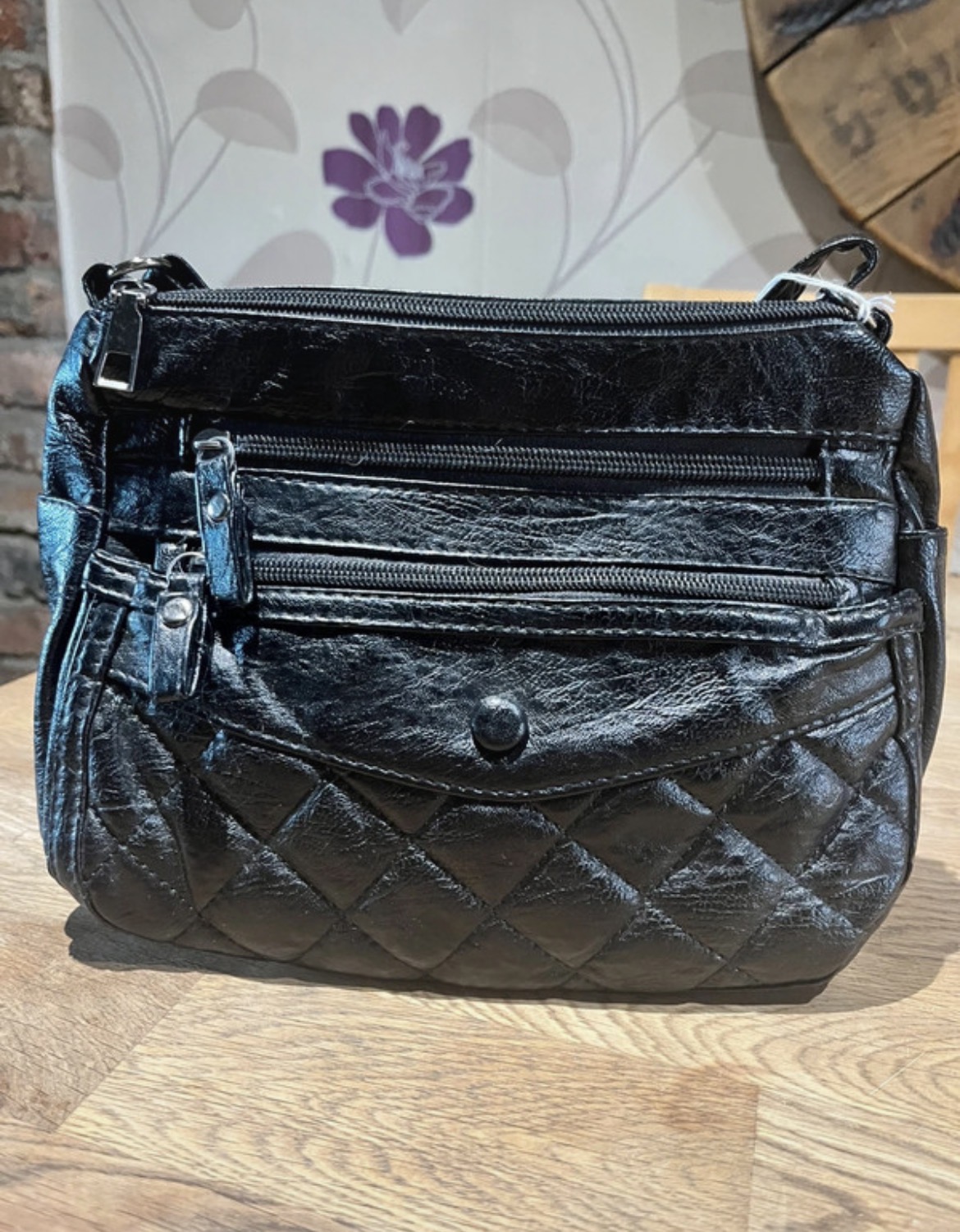 Black leather shoulder bag