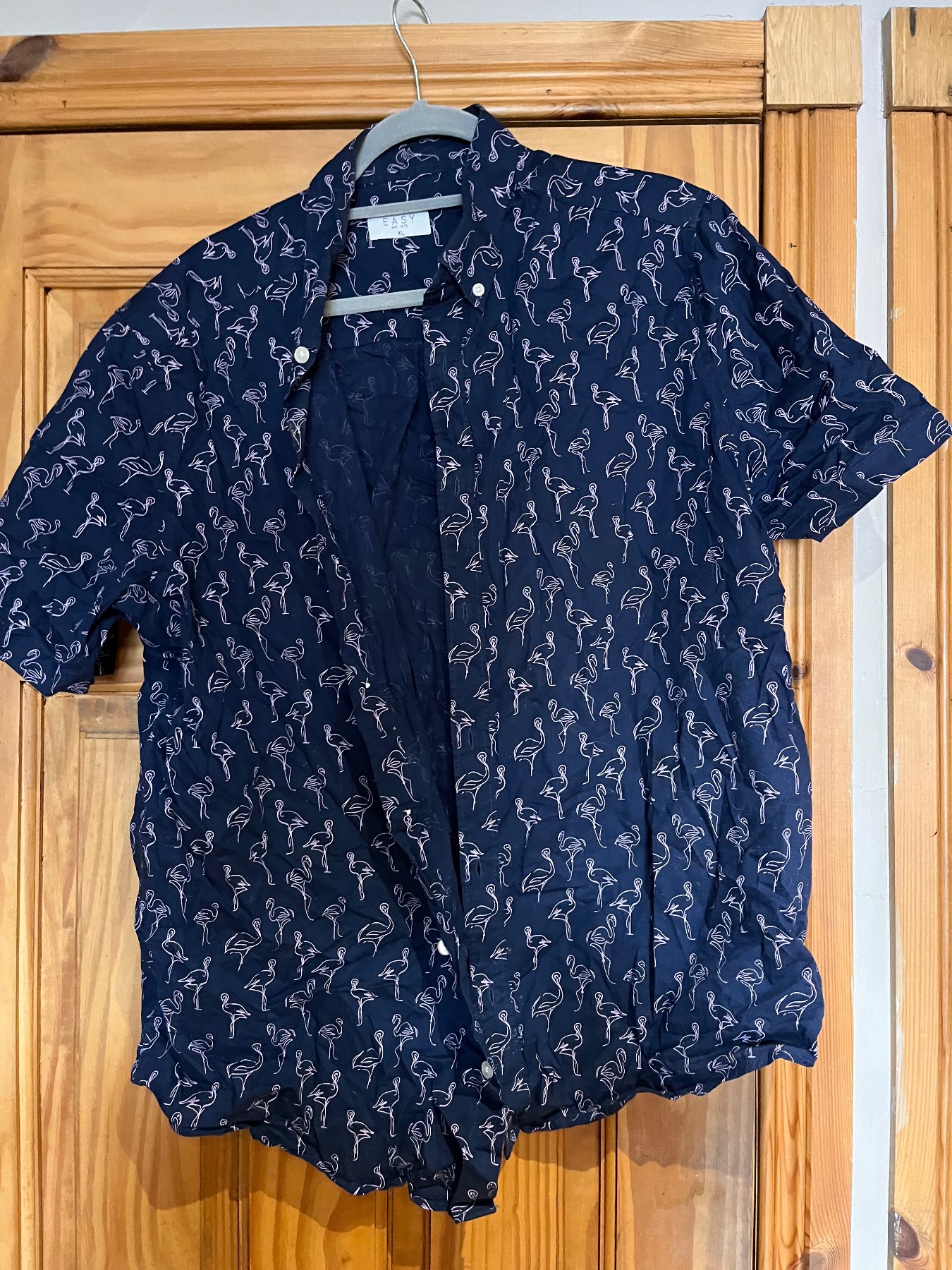 Easy Flamingo Print Shirt Navy xl
