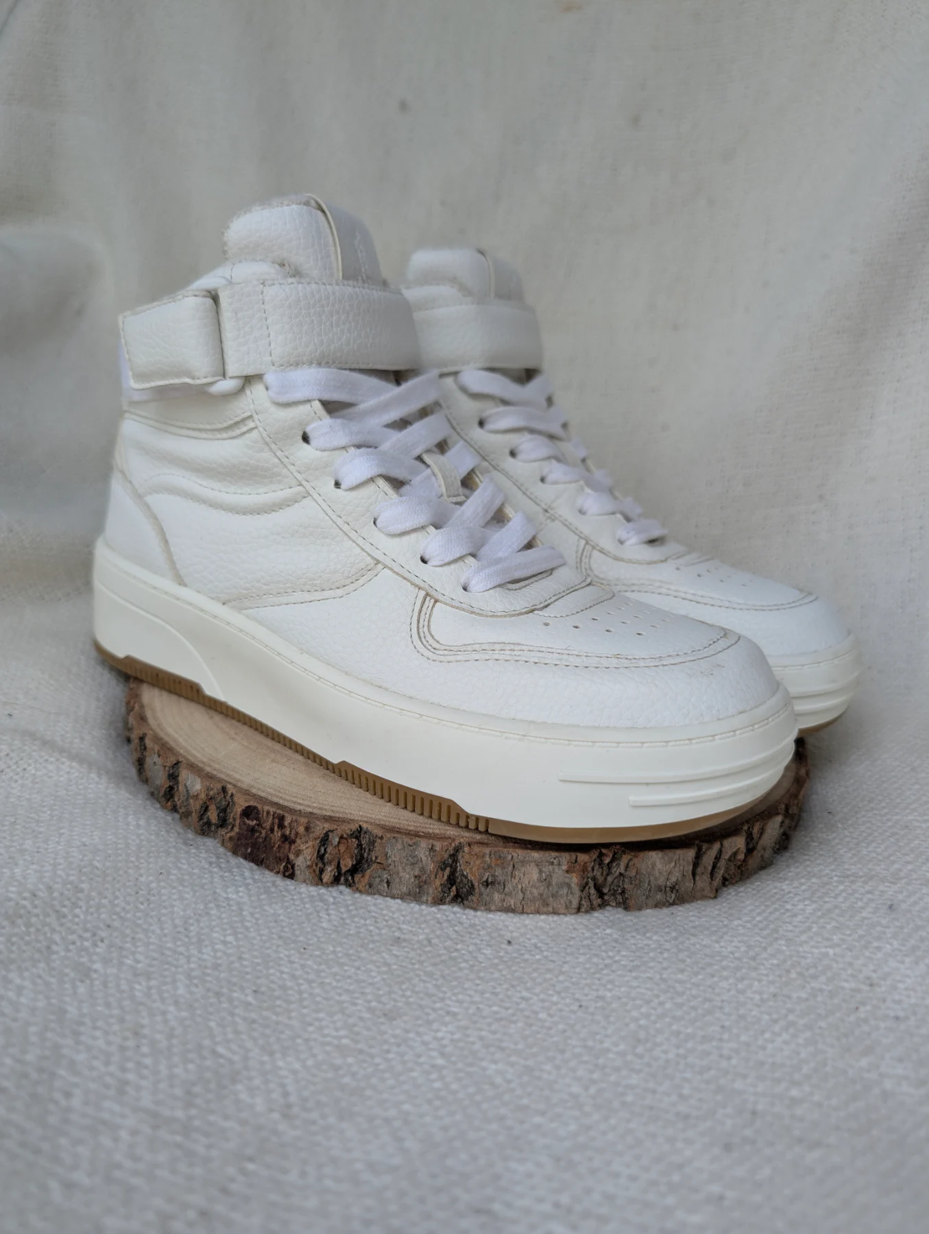 Pull & bear white lace-up High-tops trainers ankle strap streetwear size 3/36