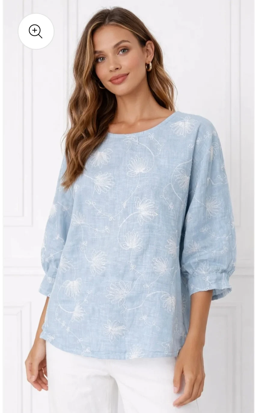 Maya fashion blue embroided top