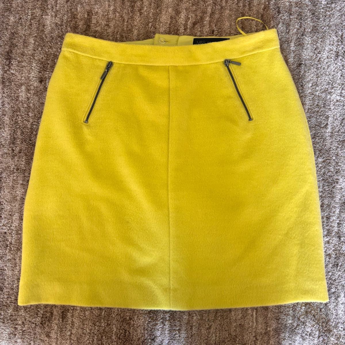 M&S Collection Citrus Yellow Wool Blend A-Line Mini Skirt – Size UK 10