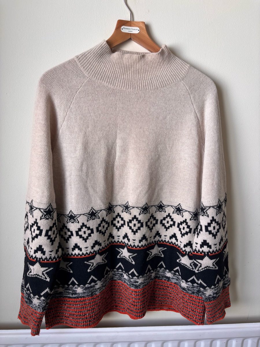 White Stuff Fair Isle / Star Pattern High Neck Jumper.size 14
