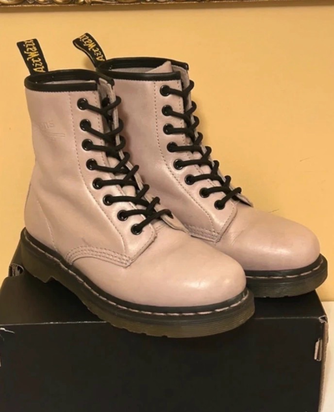 Dusty pink beige Dr Martens boots