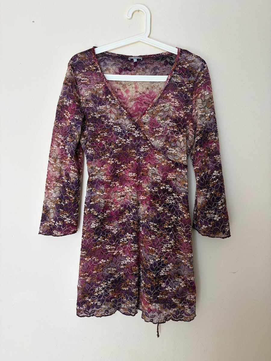Vintage Per Una Lace Multicolour Mini Dress Size 14