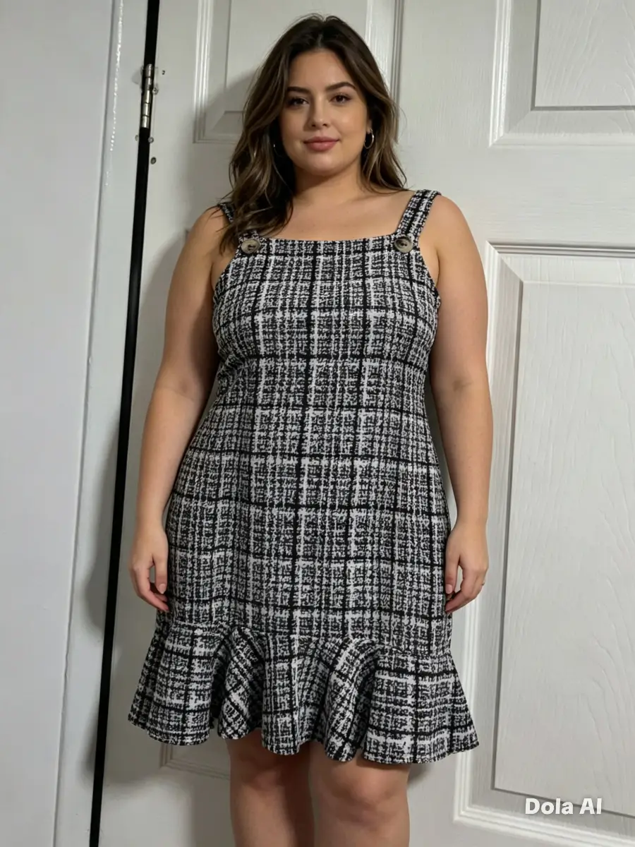 Size 12 Black & White Check Pinafore Dress