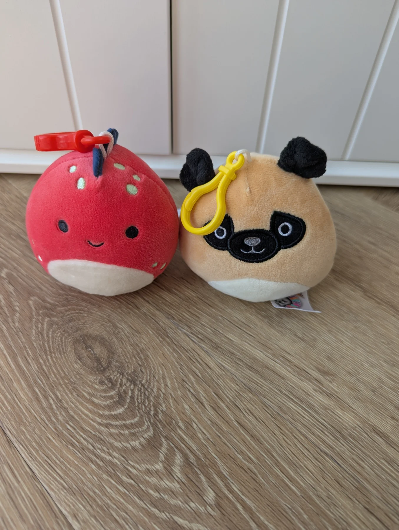 Squishmallows Prince The Pug Dolan The Red Dinosaur 3.5" Plush Clip Ons Bundle