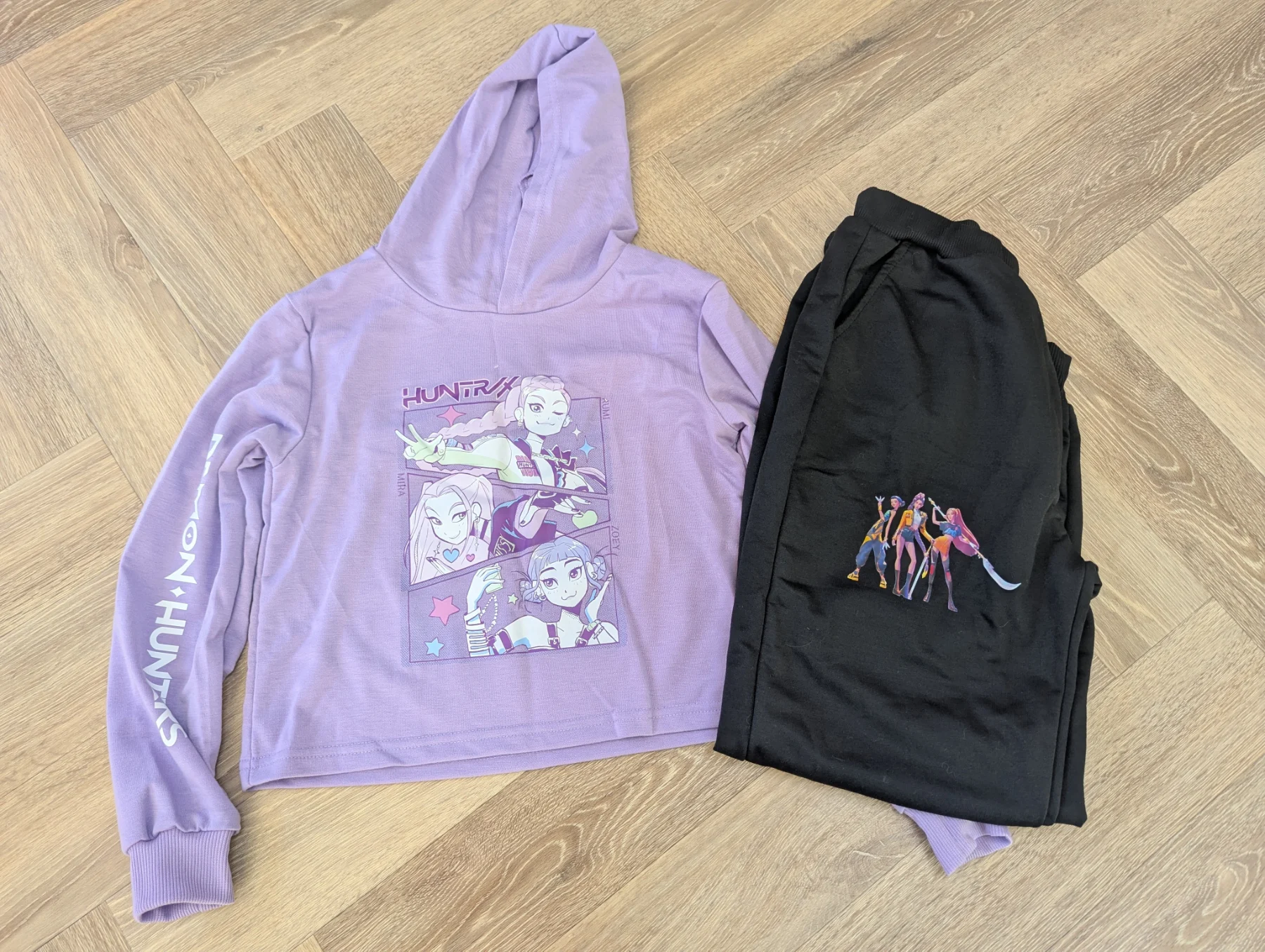 Huntrix Demon Hunters Set Purple Hoodie Joggers Size 150cm
