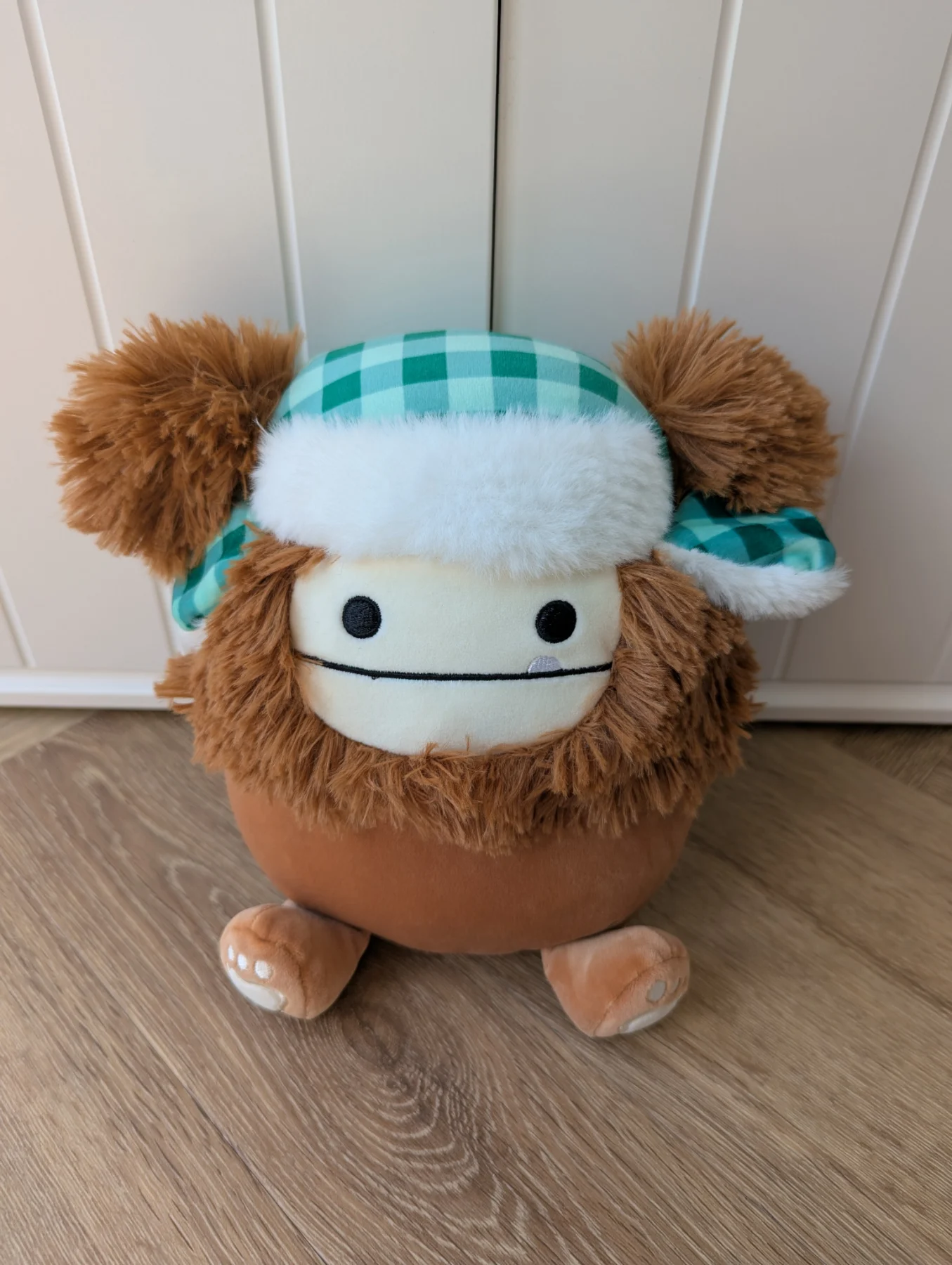 Squishmallows Benny The Bigfoot Holiday Plush Soft Toy Check Hat Winter Trapper