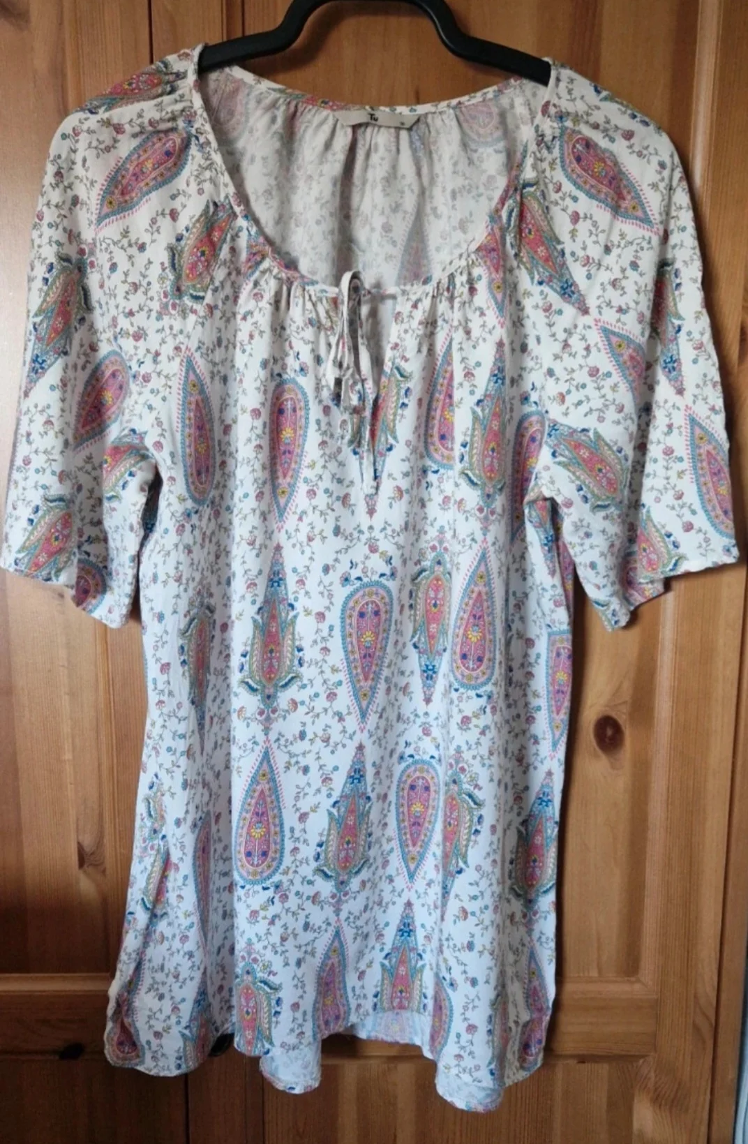 Multi coloured BoHo style top - size uk 16