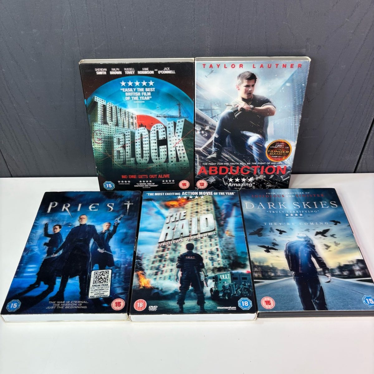 Action Movie DVD Bundle x5 - The Raid Priest Tower Block 3D Lenticular Covers