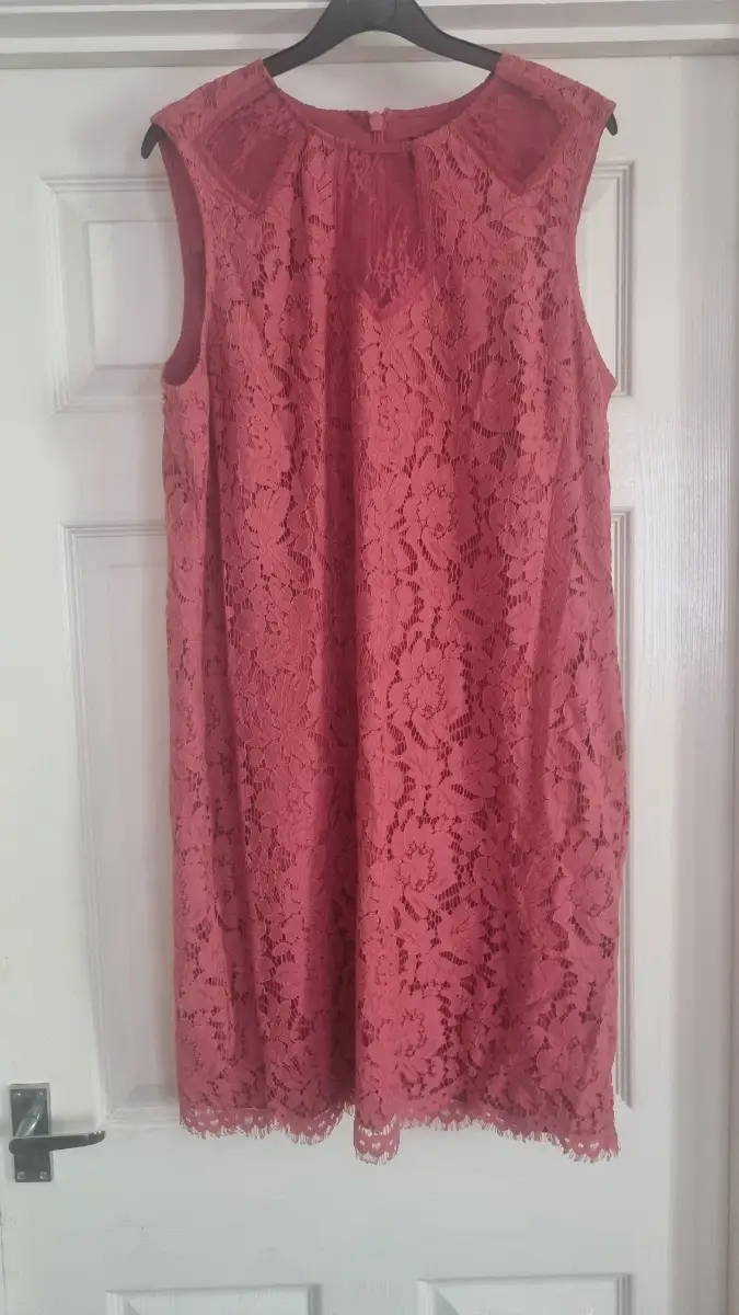 Next Rose Pink Floral Lace Shift Dress Size 16 Sleeveless Wedding Guest Party